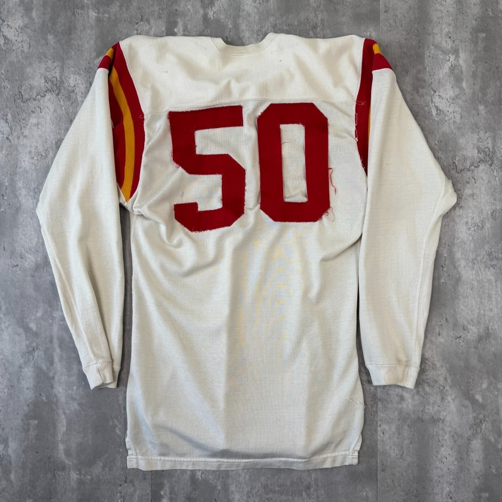 Vintage Wilson Football Jersey Mens 40 White Red Yellow #50 Long Sleeve 50s 60s - Picture 8 of 13